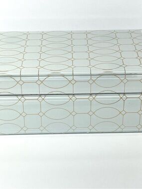 Vintage  Jewelry Chest Box  With Geometric Design Black Interior